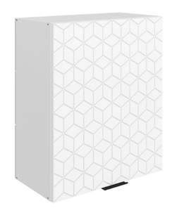 Навесной кухонный шкаф Стоун L600 Н720 (1 дв. гл.) с фрезировкой (белый/джелато софттач) в Тюмени