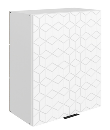 Навесной кухонный шкаф Стоун L600 Н720 (1 дв. гл.) с фрезировкой (белый/джелато софттач) в Тюмени - изображение