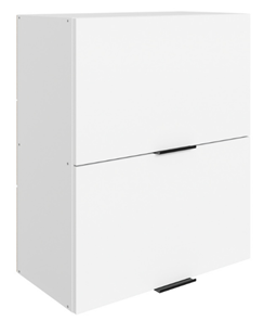 Шкаф на кухню Стоун L600 Н720 (2 дв. гл. гориз.) (белый/джелато софттач) в Тюмени