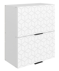 Кухонный шкаф Стоун L600 Н720 (2 дв. гл. гориз.) с фрезировкой (белый/джелато софттач) в Тюмени