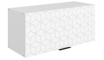 Навесной кухонный шкаф Стоун L800 Н360 (1 дв. гл.) с фрезировкой (белый/джелато софттач) в Тюмени