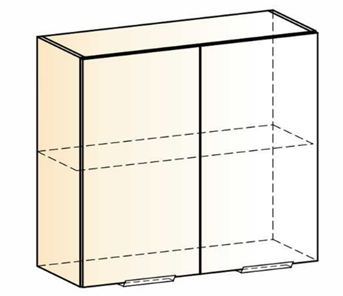 Кухонный навесной шкаф Стоун L800 Н720 (2 дв. гл.) (белый/джелато софттач) в Заводоуковске - предосмотр 1