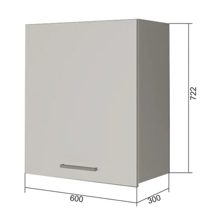Шкаф на кухню В7 60, Сатин/Белый в Тюмени - изображение