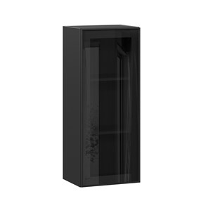 Шкаф настенный высокий со стеклом 400 Индиго ЛД 298.420.000.068, Чёрный/Чёрный в Тюмени