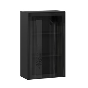 Кухонный навесной шкаф высокий со стеклом 600 Индиго ЛД 298.450.000.170, Чёрный/Чёрный в Тюмени