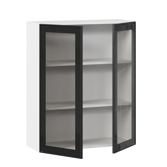Шкаф кухонный высокий со стеклом 800 Индиго ЛД 298.460.000.030, Белый/Чёрный в Тюмени - изображение 1