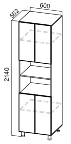 Шкаф-пенал кухонный Стайл, П600(2140), МДФ в Ишиме