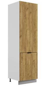 Шкаф-пенал Стоун L600 под холодильник (2 дв.гл.) (белый/акация светлая) в Тюмени