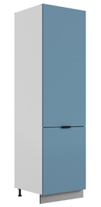 Шкаф-пенал Стоун L600 под холодильник (2 дв.гл.) (белый/изумруд софттач) в Тюмени