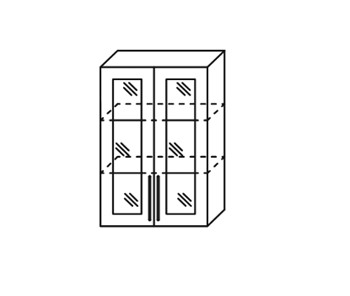 Кухонный шкаф Мыло, настенный двухдверный с полкой со вставкой из стекла 918*600*320 в Тюмени