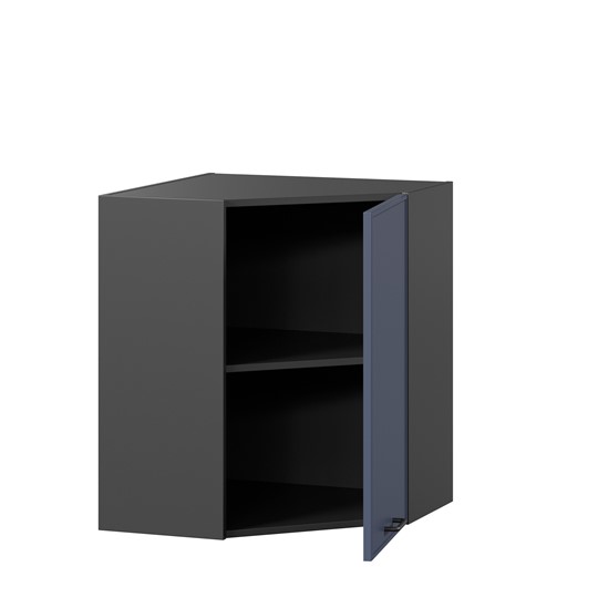 Настенный угловой шкаф Индиго ЛД 298.610.000.158, Чёрный/Тёмно-синий в Заводоуковске - изображение 1