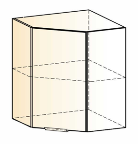 Шкаф навесной угловой Стоун  L600x600 (1 дв. гл.) (белый/джелато софттач) в Тюмени - предосмотр 1