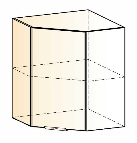 Шкаф навесной угловой Стоун  L600x600 (1 дв. гл.) (белый/джелато софттач) в Тюмени - изображение 1