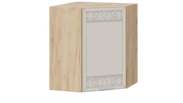 Навесной угловой шкаф Долорес 1В6У (Дуб крафт золотой/Крем) в Тюмени - изображение