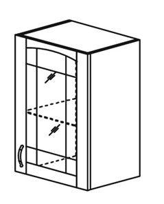 Шкаф кухонный Кантри настенный однодверный с полкой со вставкой из стекла 718*400*320мм в Тюмени - предосмотр