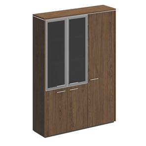 Шкаф комбинированный Velar, дуб табачный, (со стеклом+для одежды узкий) (154х41х212) ВЛ 358 в Заводоуковске