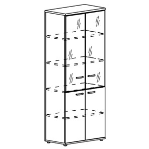 Шкаф для документов Albero, со стеклянными дверьми в рамке (задняя стенка ДСП) (78х36,4х193) в Заводоуковске