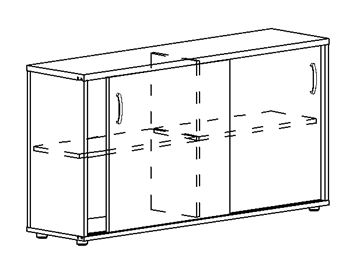 Шкаф-купе низкий Albero, для 2-х столов 60 (124,4х36,4х75,6) в Ишиме