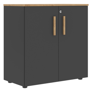 Низкий шкаф широкий с малыми дверцами FORTA Графит-Дуб Гамильтон  FLC 80.1(Z) (798х404х801) в Тюмени