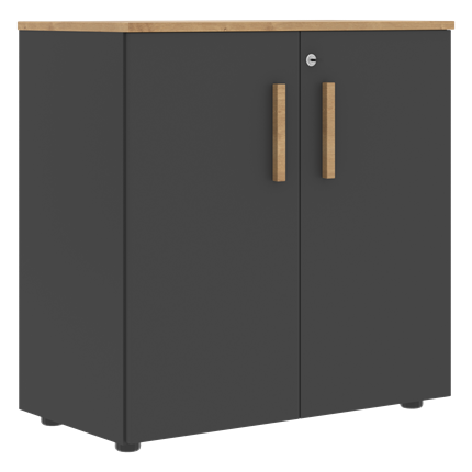 Низкий шкаф широкий с малыми дверцами FORTA Графит-Дуб Гамильтон  FLC 80.1(Z) (798х404х801) в Заводоуковске - изображение