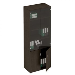 Шкаф для документов со стеклом Формула, венге темный (80x45x219) ФР 379 ВТ в Тюмени