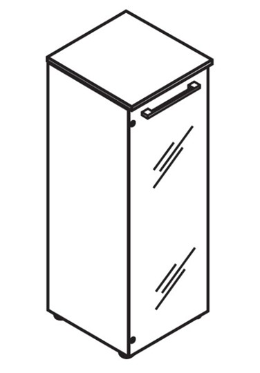 Шкаф средний  со стеклянной дверцей MORRIS Дуб Базель/Венге Магия MMC 42.2 (429х423х1188) в Тюмени - изображение 2