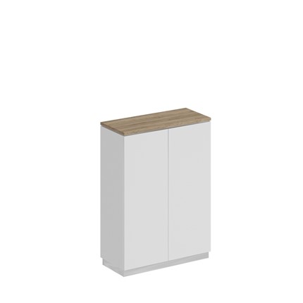 Шкаф закрытый для документов  City, средний, дуб гладстоун светлый / белый премиум / белый премиум 90x40x124.6, СИ 318 ДС БП БП в Тюмени - изображение