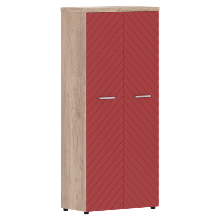 Офисный шкаф TORR LUX TLHC 85.1 с глухими дверьми и топом 854х452х1958 Дуб Каньон/ Красный в Заводоуковске - изображение