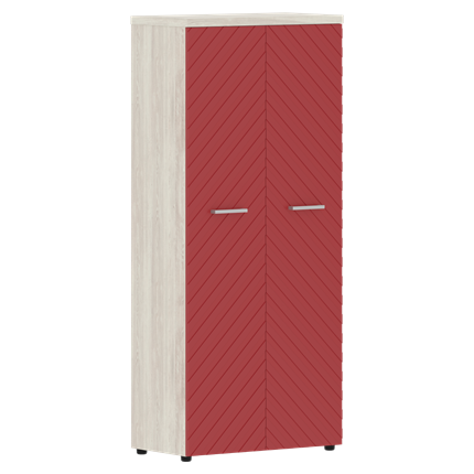 Офисный шкаф TORR LUX TLHC 85.1 с глухими дверьми и топом 854х452х1958 Сосна Эдмонт/ Красный в Заводоуковске - изображение