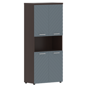 Офисный шкаф TORR LUX TLHC 85.4 с 2-мя комплектами глухих малых дверей и топом 854х452х1958 Венге Магия/ Серо-голубой в Тюмени