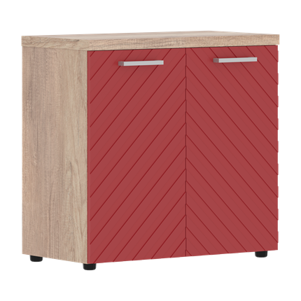 Шкаф TORR LUX TLLC 85.1 с глухими малыми дверьми и топом 854х452х833 Дуб Каньон / Красный в Тюмени - изображение