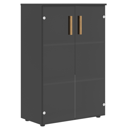 Шкаф со стеклянными средними дверьми FORTA Черный Графит FMC 80.2 (798х404х1197) в Тюмени - изображение