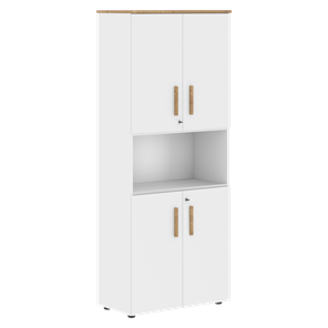 Шкаф с глухими  малыми дверьми FORTA Белый-Дуб Гамильтон FHC 80.4(Z) (798х404х1965) в Тюмени - предосмотр