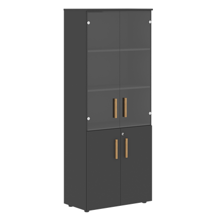 Широкий шкаф высокий FORTA Черный Графит  FHC 80.2(Z) (798х404х1965) в Заводоуковске - изображение