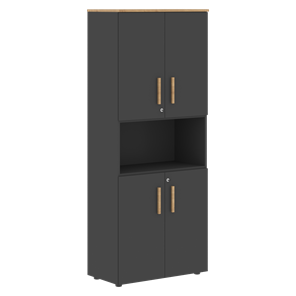 Шкаф  с глухими малыми дверями FORTA Графит-Дуб Гамильтон  FHC 80.4 (Z) (798х404х1965) в Тюмени - предосмотр