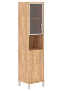 Шкаф со стеклянной дверью Born В 431.9 L левый колонка высокая с малой стеклянной дверью в AL рамке и глухой 475х450х2054 мм, Дуб Бофорд в Ишиме