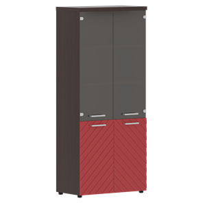 Шкаф со стеклодверями TORR LUX TLHC 85.2 854х452х1958 комбинированный с топом 854х452х1958 Венге Магия/ Красный в Тюмени