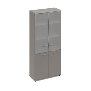 Шкаф со стеклянными дверьми в алюминиевой рамке (топ МДФ) Time Metal (90.2x40.2x205) мокко премиум, МР 9380 МП/МП/МП в Тюмени