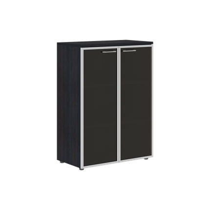 Шкаф средний со стеклянными  дверьми XTEN Дуб Юкон XMC 85.7 (850х410х1165) в Тюмени - изображение