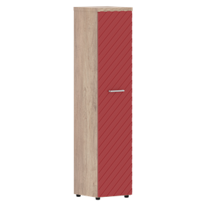 Стеллаж с дверью TORR LUX TLHC 42.1 колонка с глухой дверью и топом 435х452х1958 Дуб Каньон/ Красный в Тюмени
