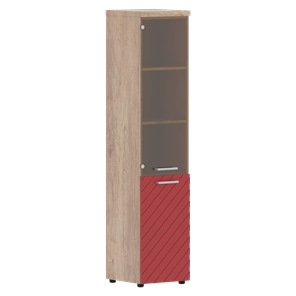 Стеллаж с дверью TORR LUX TLHC 42.2 L колонка комбинированная с топом 435х452х1958 Дуб Каньон/ Красный в Заводоуковске