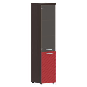 Стеллаж с дверью TORR LUX TLHC 42.2 L колонка комбинированная с топом 435х452х1958 Венге/ Красный в Тюмени
