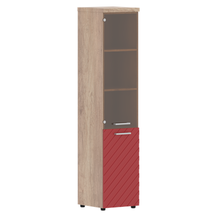 Шкаф-стеллаж TORR LUX TLHC 42.2 R колонка комбинированная с топом 435х452х1958 Дуб Каньон/ Красный в Тюмени - изображение