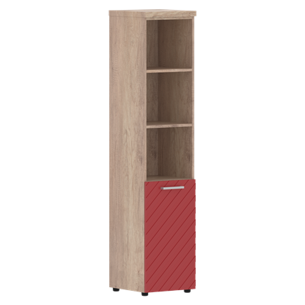 Шкаф-стеллаж TORR LUX TLHC 42.5 L колонка с глухой малой дверью и топом 435х452х1958 Дуб Каньон/ Красный в Заводоуковске - изображение