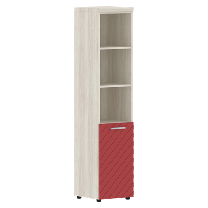 Шкаф-стеллаж TORR LUX TLHC 42.5 R колонка с глухой малой дверью и топом 435х452х1958 Сосна Эдмонт/ Красный в Тюмени - изображение