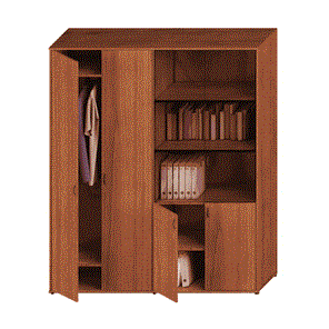 Шкаф офисный высокий Престиж, одежда/стекло, темный орех, 175x46x203, Исп.60 в Тюмени