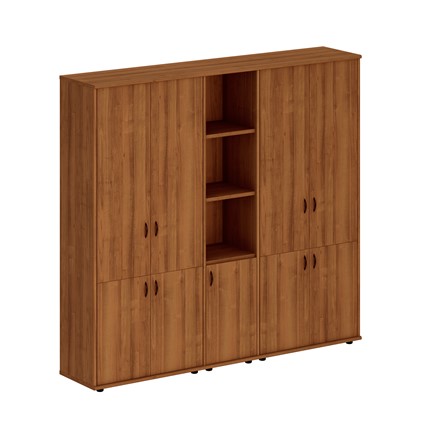 Шкаф офисный комбинированный  Престиж, закрытый/полузакрытый узкий/закрытый, темный орех, 220x46x203, Исп.55 в Тюмени - изображение