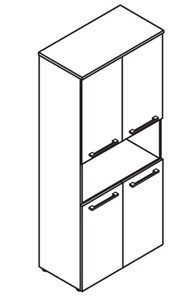 Шкаф колонка  с короткими глухими дверьми MORRIS  Дуб Базель/Белый MHC 85.4 (854х423х1956) в Тюмени - предосмотр 1