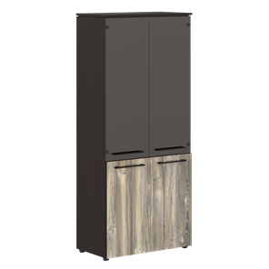 Шкаф колонка со стеклянными и глухими дверями MORRIS  Дуб Базель/Венге Магия MHC 85.2 (854х423х1956) в Тюмени - предосмотр