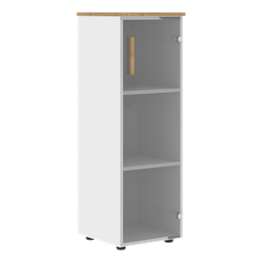 Средний шкаф колонна со стеклянной дверью правой FORTA Белый-Дуб Гамильтон FMC 40.2 (R) (399х404х801) в Заводоуковске - предосмотр